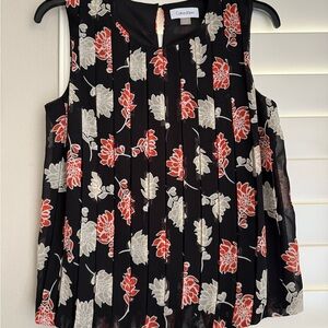 Calvin Klein Black and Red Floral Blouse